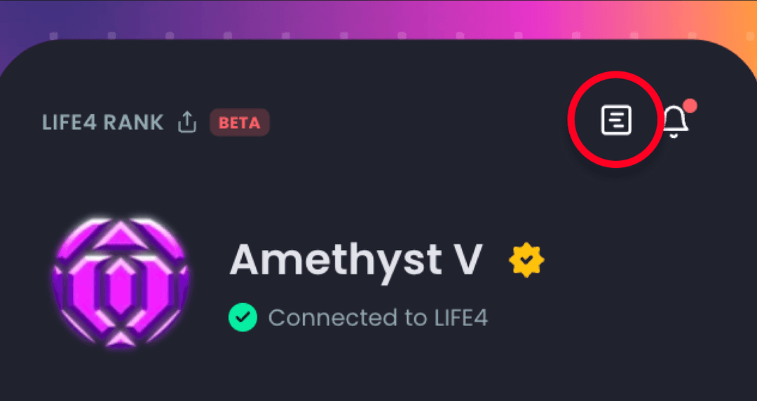 The LIFE4 rank screen with the exclusions icon circled
